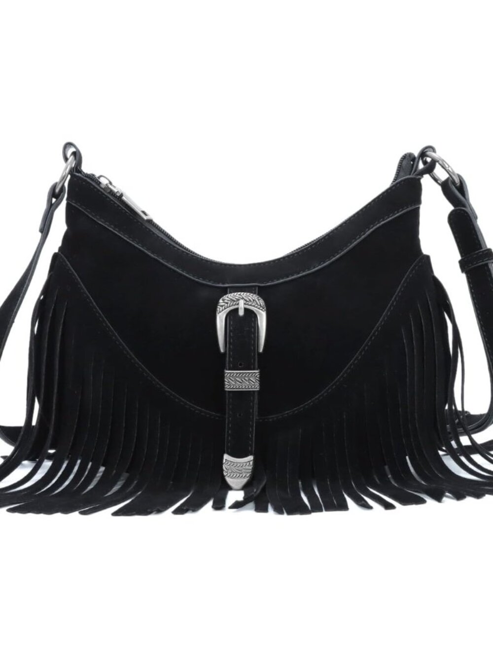 Western Fringe Tassel Women Bag - Vegan Suede Crossbody Purse Shoulder Bag for D